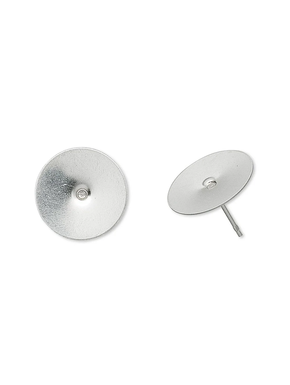 Surgical Stainless Steel 14mm Flat Pad Stud Earring Findings 10 pcs